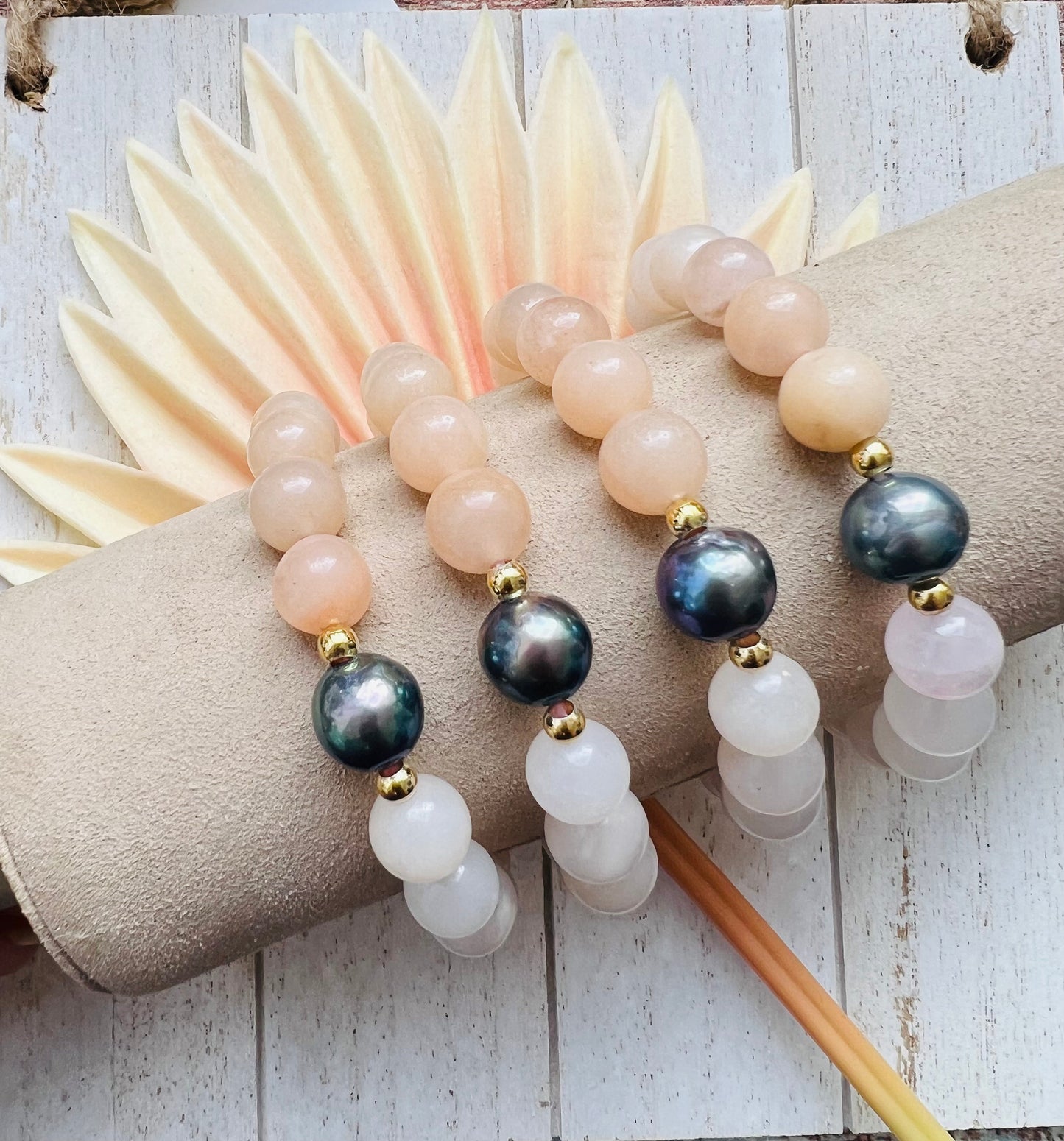 Pink Aventurine w/ Edison Pearl Stretch Bracelet