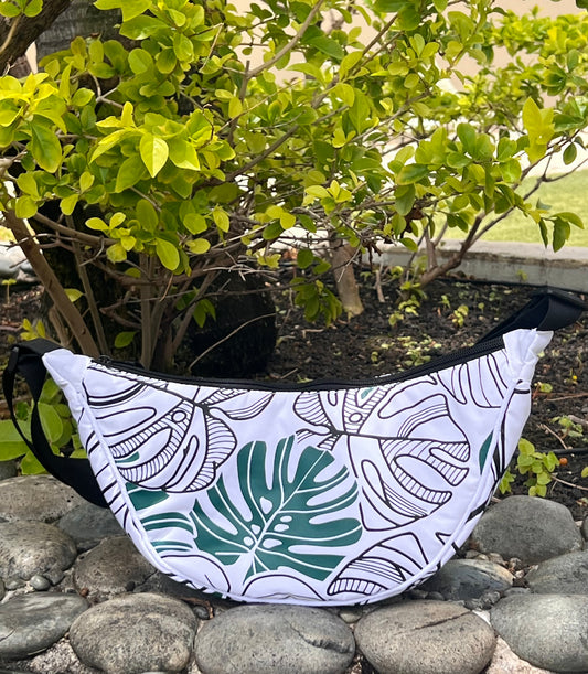 Monstera Crescent Bag