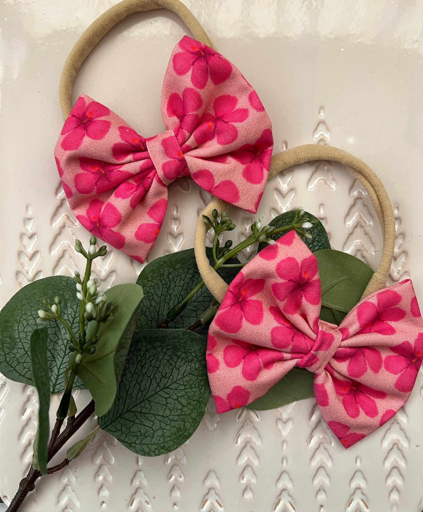 Pink Hibiscus Hair Tie/Headband or Clip