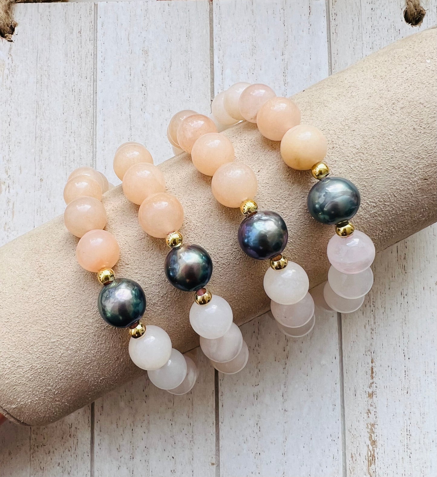 Pink Aventurine w/ Edison Pearl Stretch Bracelet