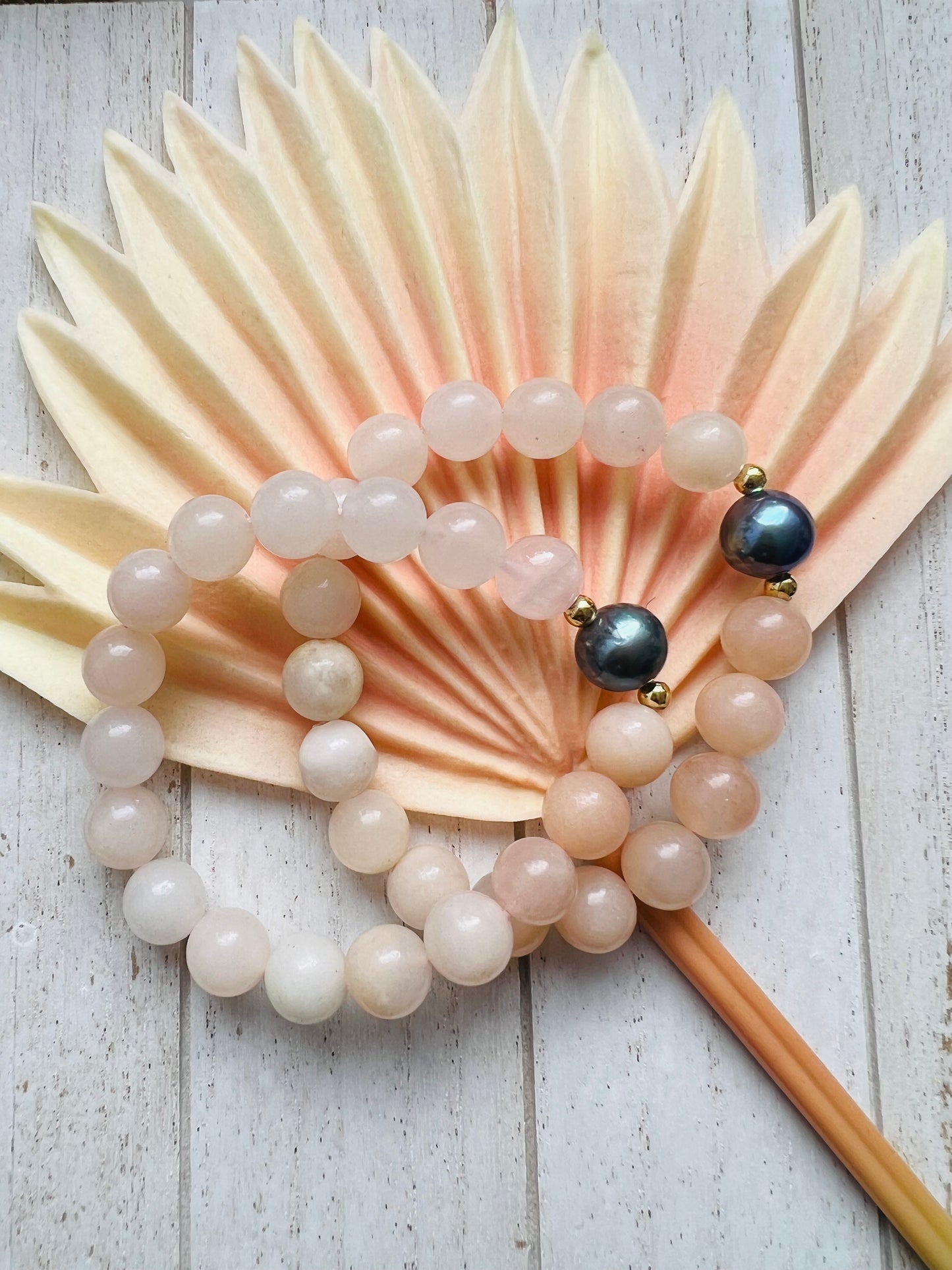 Pink Aventurine w/ Edison Pearl Stretch Bracelet