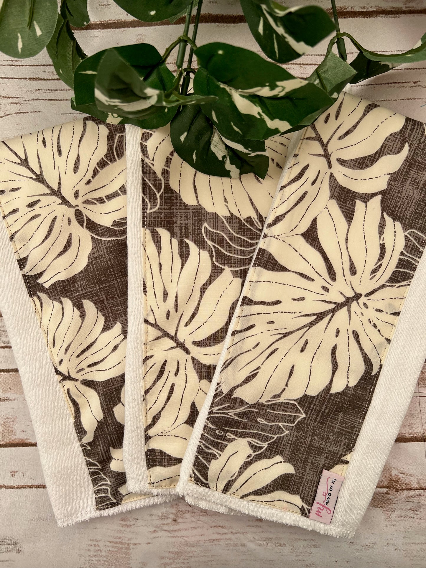 "Vintage Vibe Monstera" Baby Burpee Cloth