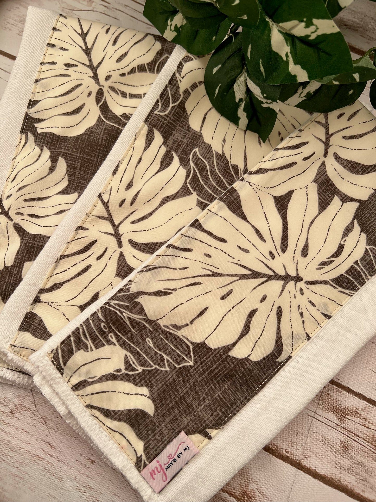 "Vintage Vibe Monstera" Baby Burpee Cloth