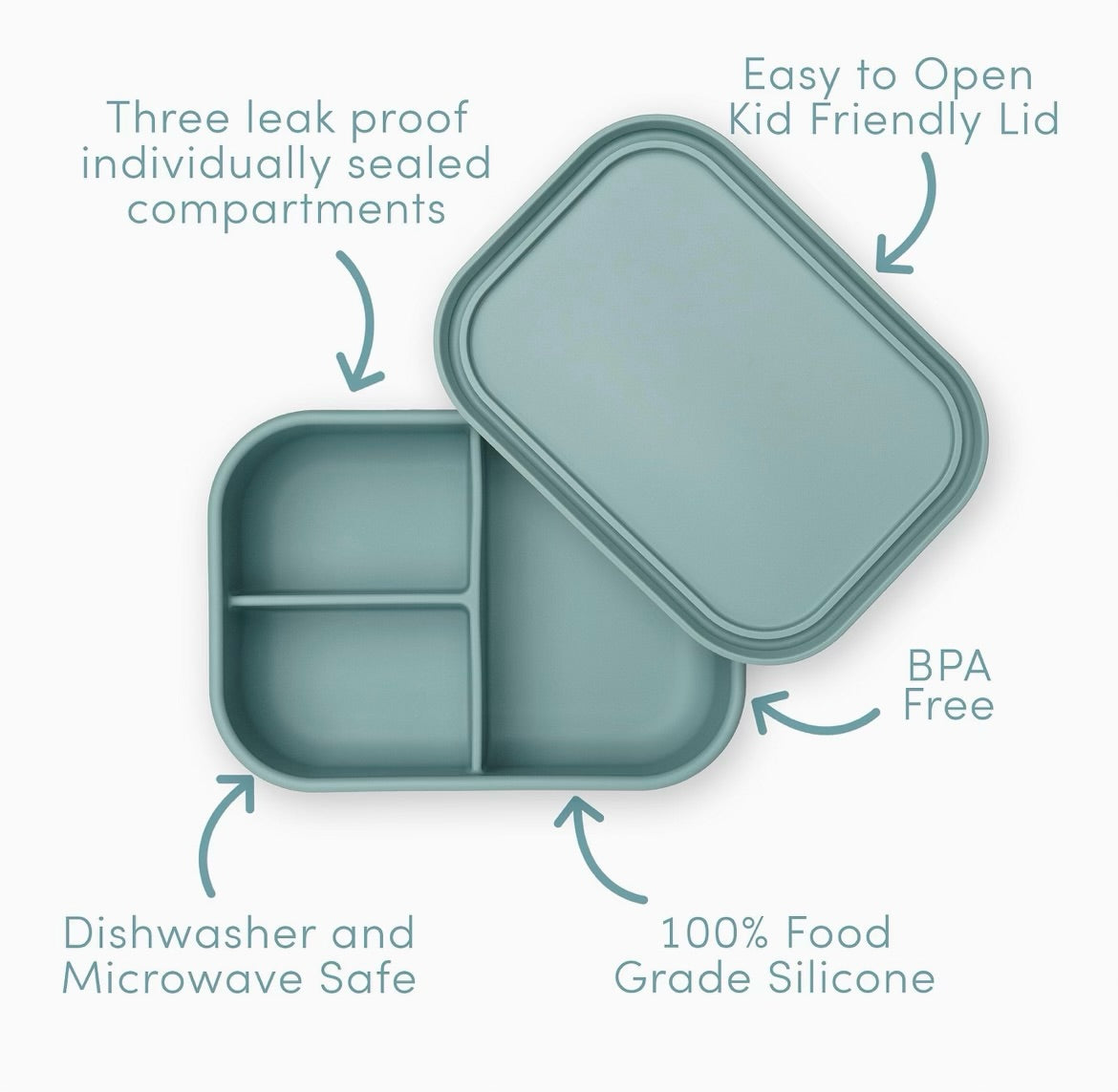 "Light Blue" Silicone Bento Box (utensils included)