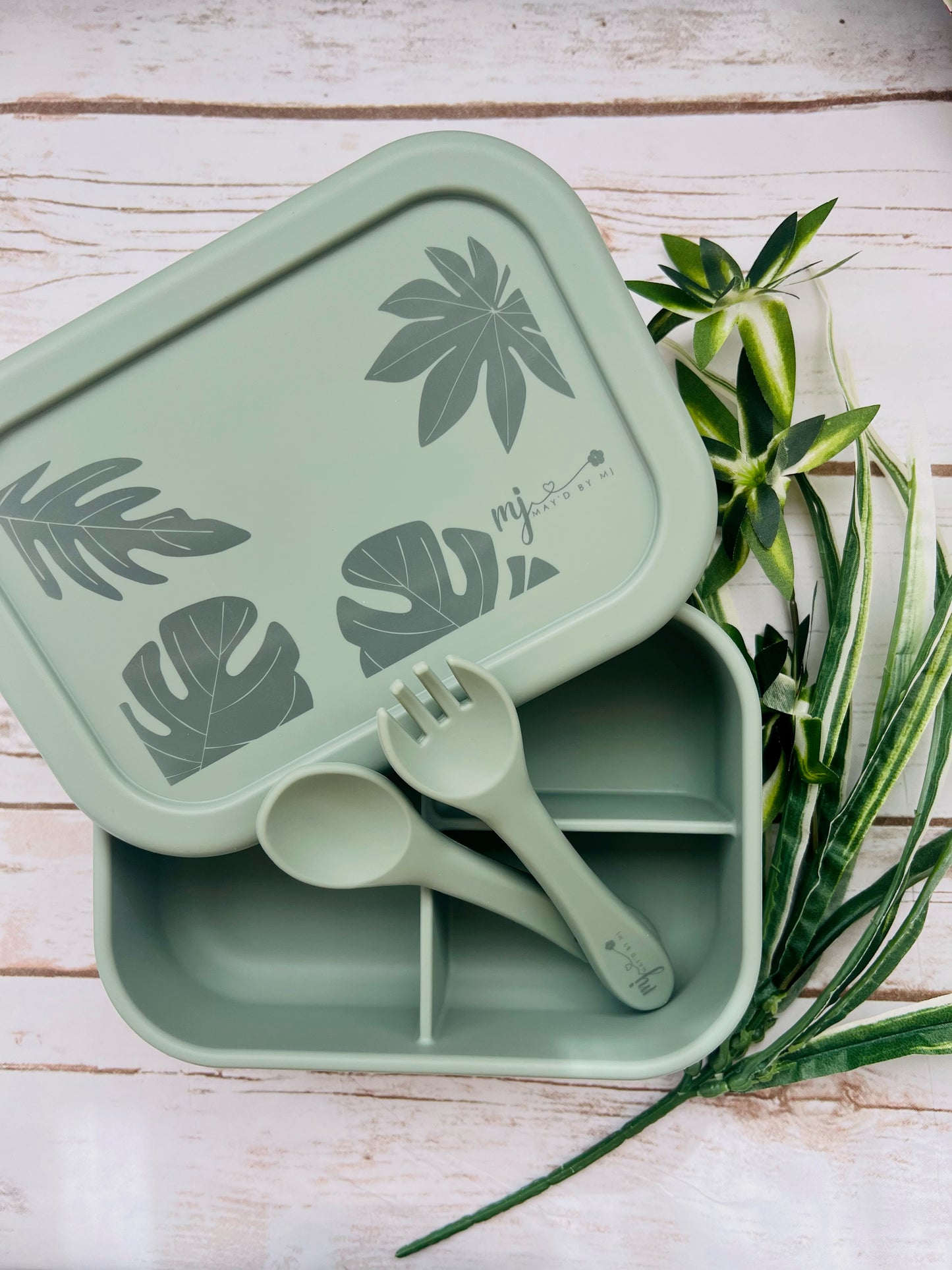 "Sage" Silicone Bento Box (utensils included)