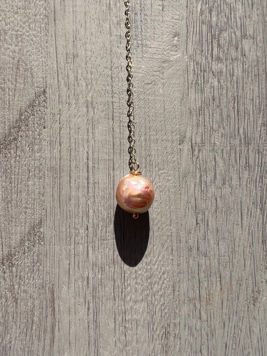 Metallic Baroque Edison lariat necklace